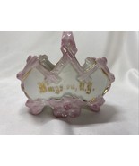 VTG Kingston NY Souvenir Pink Ceramic Basket Shape Gold Gilding Germany