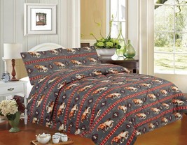 Horse Lovers Queen or King Size Comforter 3 pc. Set Gray + Red w/ Running Horses - £34.50 GBP+
