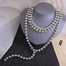 Crystal Tassel Chain Necklace Multi-layer Long Choker Luxury Rhinestone Collar - £11.16 GBP