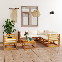 vidaXL Cream Acacia Wood 7-Piece Garden Lounge Set - $1,377.95 CAD