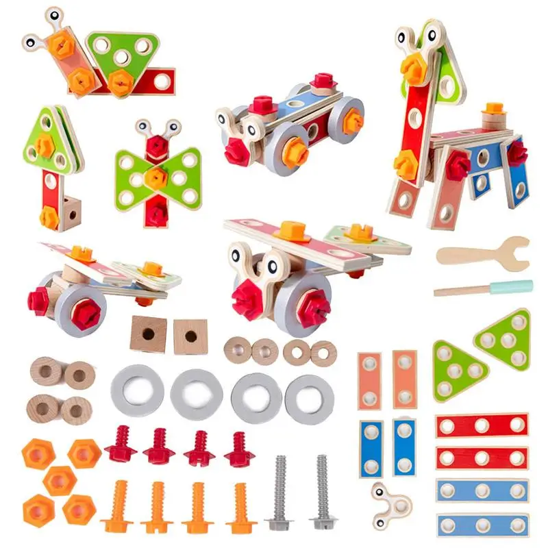 Wooden Assembling Building Blocks Montessori Toys Baby Educational Construction - £27.84 GBP+