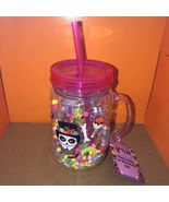 Halloween Plastic Mason Jar With Handle &amp; Straw 18 Oz Hand Wash  New Wit... - $28.72 CAD
