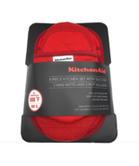 NEW KitchenAid 4 Piece Silicone Kitchen Set 2 Oven Mitts/2 Pot Holders Red - £28.07 GBP