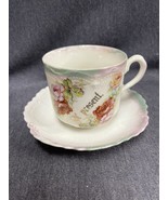 Leuchtenburg Germany Antique Porcelain A Present Cup &amp; Saucer Excellent ... - £25.74 GBP