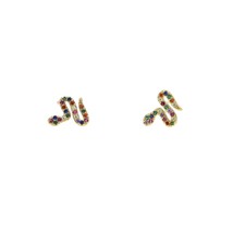 New arrived cute lovely rainbow cz snake stud earring tiny small snakes multi pi - £8.54 GBP