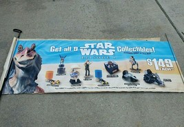 Vintage Star Wars Episode 1 1999 TACO BELL Toy &amp; Cup Topper Banner 66.5&quot; x 24&quot; - £235.35 GBP