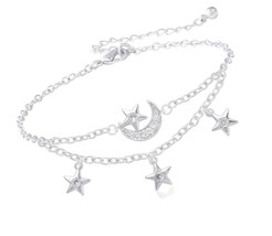 Mesovor Dainty Moon Star Link Bracelet, 16K Gold Plated Link - £46.38 GBP