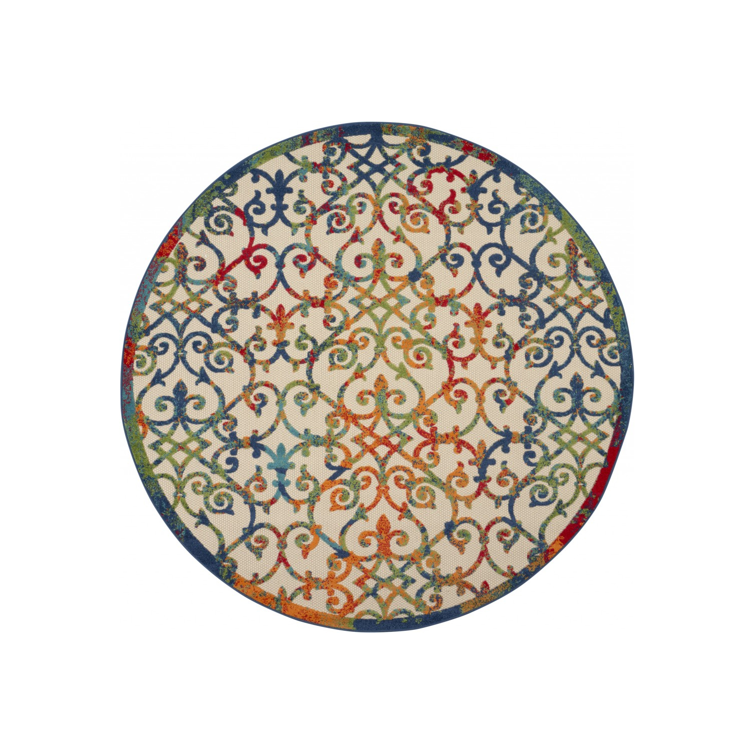 HomeRoots 8 ft. Round Rainbow Colored Indoor &amp; Outdoor Area Rug - $263.62
