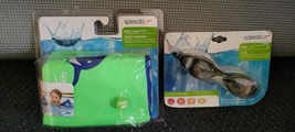 New Speedo Floating Fabric Armbands Neon Green & Swimming Goggle Anti-fog UV - $21.77