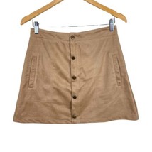 I. Joah Skirt Size Small Tan Mini Skirt Back Zip Soft Lining Velvet Button-like - £20.27 GBP