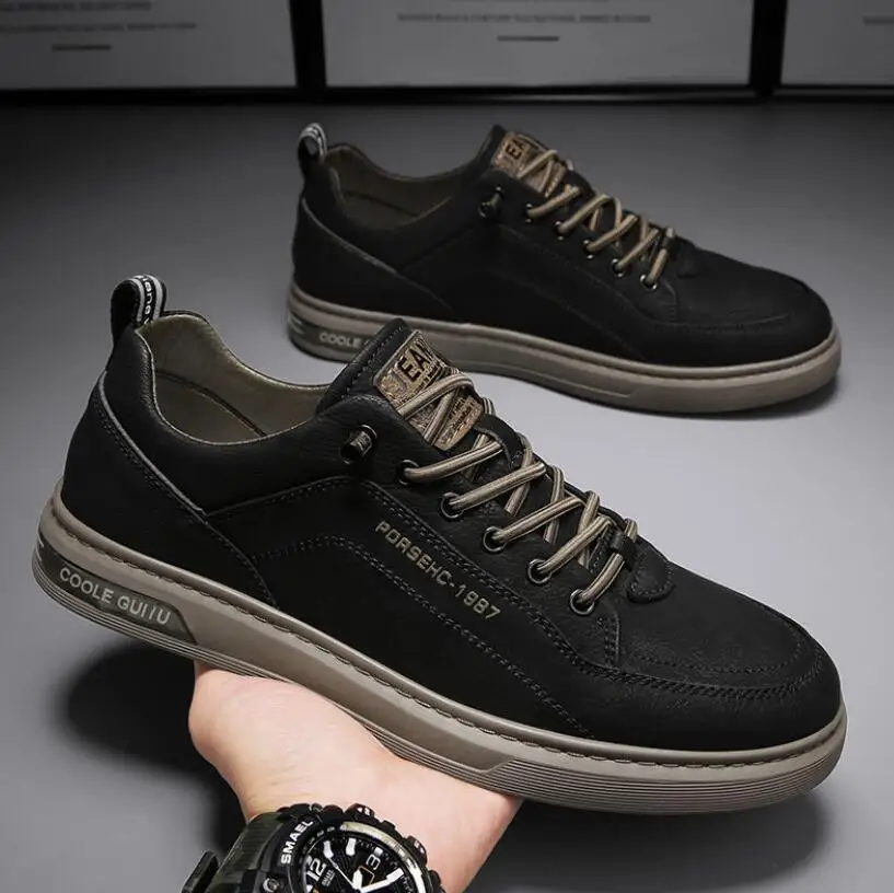 Casual Men&#39;s Leather Shoes Non-slip Wear-resistant Sports Shoes Comforta... - £38.91 GBP