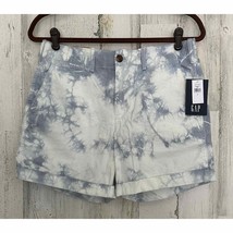 Gap Women’s Khaki Shorts Size 4 (29x5) Cloudy Blue White Tie Dye Cuffed - £11.96 GBP