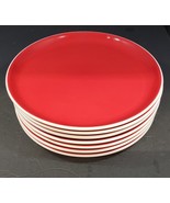 7x Oneida Stoneware COLOR BURST Cherry Red Dinner Plates 10.5&quot; - £50.38 GBP