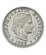 1933 Switzerland 20 Rappen Coin (About Uncirculated, AU Condition) KM# 29 - €76,12 EUR
