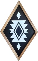21&quot; Modern Farmhouse Aztec Wall Decor Boho Framed Diamond Wood Geometric Black A - £37.56 GBP