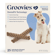 GROOVIES Senior Dog Dental Chews Gravity Box Medium 25ct - $1,704.66 MXN