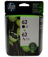 HP 62 Black Tri-Color Ink Cartridges N9H64FN C2P04AN C2P06AN Genuine Foi... - £23.52 GBP