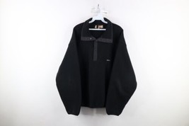 Vtg 90s Woolrich Mens Large Spell Out Snap Button Fleece Pullover Sweater Black - £48.19 GBP