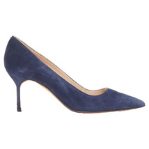 Manolo Blahnik Bb 70 Navy Suede Leather Pumps Women Blue Size 36.5 - £285.05 GBP