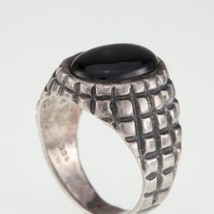 Vintage Oval Onyx Sterling Silver Band Ring SZ 8.75 - £93.20 GBP