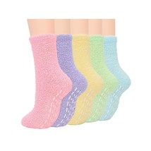 Anti Slip Athletic Plush Slipper Grip Socks Women Yoga Pilates Soft Warm Cozy So - £24.08 GBP