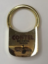 Contel Mid Central Division Safety Results 1987 Keychain Key Holder Gold... - $14.00