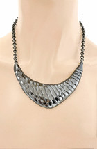 Graphite-Gray-Black Bib Casual Everyday Necklace Earrings Set Urban, Goth, Punk - £12.22 GBP