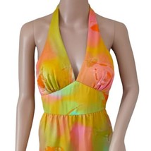 Tori Richard Honolulu Dress XS Maxi Vintage 70s Colorful Halter Flowy Tropical  - £93.55 GBP
