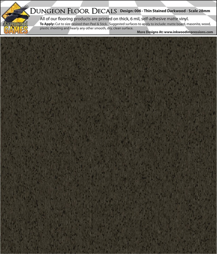 Dungeon Flooring Design 006 Thin Dark Stained Wood DIY 28mm Miniature De... - $6.93