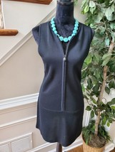 Jacqueline Ferrar Women&#39;s Black Acrylic Front Zip Sleeveless Sweater Size Medium - £21.92 GBP
