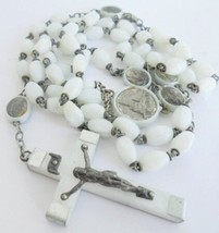 Praying ROSARY necklace in acrylic beads with reliquary relic water of L... - $28.00