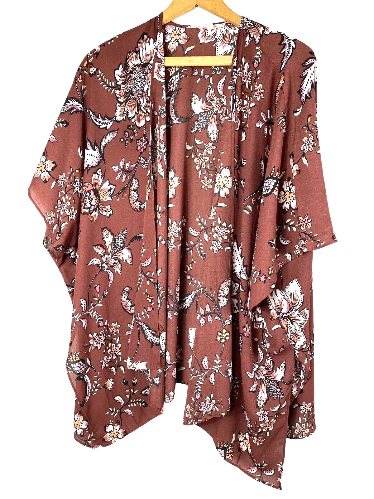 Maurices OS Wrap Shawl Chiffon Floral Boho Festival Flowy Plum Rose Cott... - $35.31