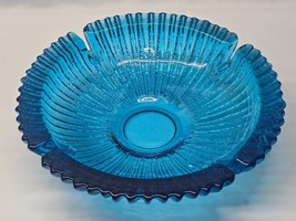 Vintage Mid Century BLENKO 624 Sunburst Art Glass Ashtray Blue Turquoise - MINT - $43.54