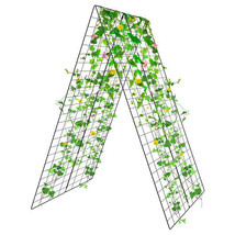 2 Pieces Foldable A-Frame Trellis Plant Supports with Twist Ties-Green - Color: - £115.01 GBP