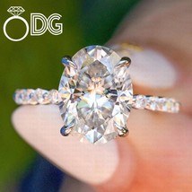 2.5CT Oval Cut Moissanite Hidden Halo Engagement Ring - $3,734.05 MXN