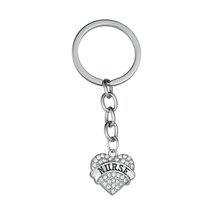 Nurse Key Chain, Silver with Crystal Rhinestone Heart, Gift for Nurse - £1.57 GBP