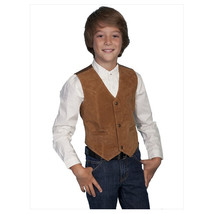 Leather Kids Vest - Bourbon Boar Suede Small - $1,015.72 MXN