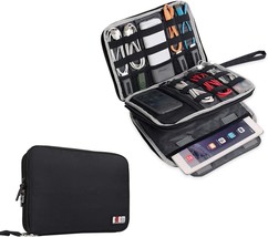 Double Layer Electronics Organizer Travel Gadget Bag For Cables Memory Cards Fla - £42.83 GBP