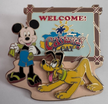 Disney Cruise Line Mickey &amp; Pluto WELCOME Castaway Cay Beach 3D Pin 2010 - $22.76