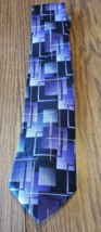 Arrow Purple and Black Square Geometric Pattern Silk Men&#39;s Necktie Tie - £4.63 GBP