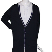 Lands End Girls Size Large (14) Button Front Cardigan V-Neck Sweater, Navy - £14.34 GBP