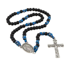 Blue Camouflage Paracord Rosary Mary Centerpiece Trinity Crucifix Catholic - $16.99