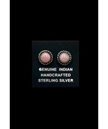 Navajo Handmade Sterling Silver Natural Pink Conch Shell Stud Earrings - $35.99