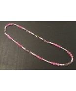 Beaded necklace, various light pink beads, gold lobster clasp, 28.75 inc... - £16.18 GBP