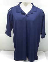 ADIDAS GOLF Climalite Men&#39;s Sz 3XL Blue Three Stripes Polo Sport Shirt - $18.42