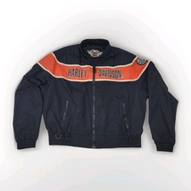 Harley Davidson Racing Jacket Mens Sz XXL Black Vtg Motorcycle Nylon Win... - $89.09