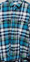 Aeropostale Men’sButton Up Shirt Blue Plaid Flannel Pocket Long Sleeve Collar XL - £13.58 GBP
