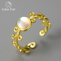 18K Gold Classical Pattern Acanthus Leaf Artificial Moonstone Adjustable Rings f - £22.10 GBP