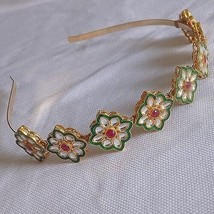 Gold Plated Brass Kundan Flower Design Hairband/Mathapatti For Women/Gir... - $4.94