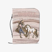 Book/Bible Cover, Howdy, Cowgirl and Horse, Brunette Hair, Blue Eyes, Jo... - $56.95+
